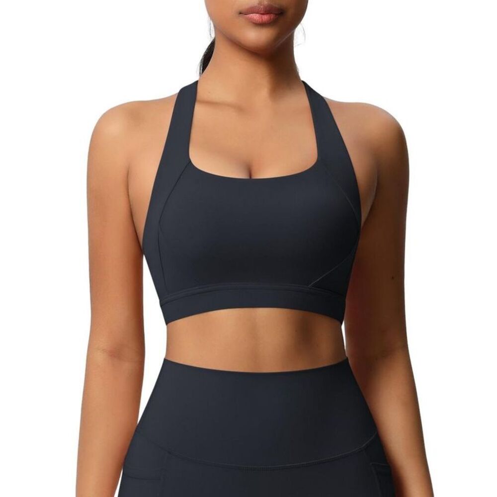YESFASHION Women’s Cross Back Soft Yoga Sports Bra High Support Workout Ath